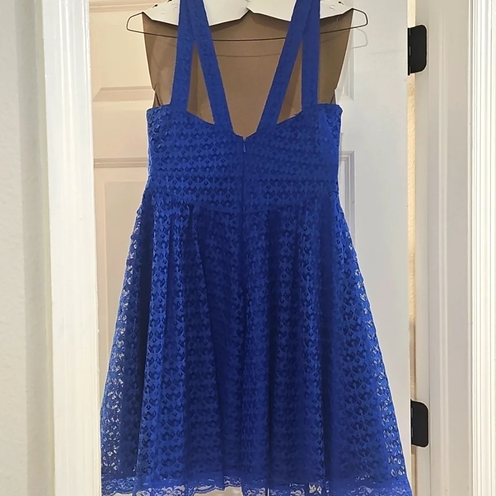 Blue Lace Cocktail Dress - Picture 2 of 5